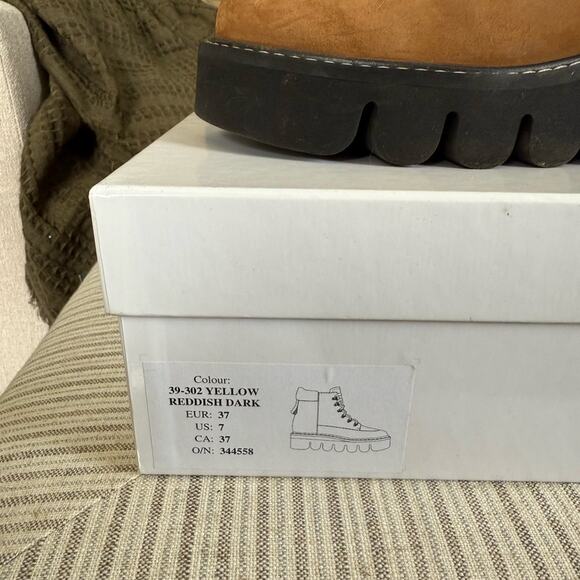 & Other Stories Lace Up Brown Combat Boots - Picture 13 of 14